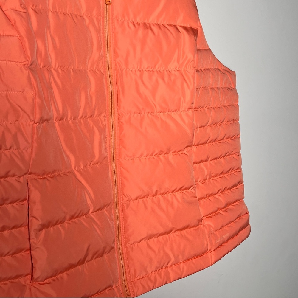 Lands' End Vibrant Orange/Peach Puffer Down Vest 2X 20W-22W woman’s - Picture 4 of 8